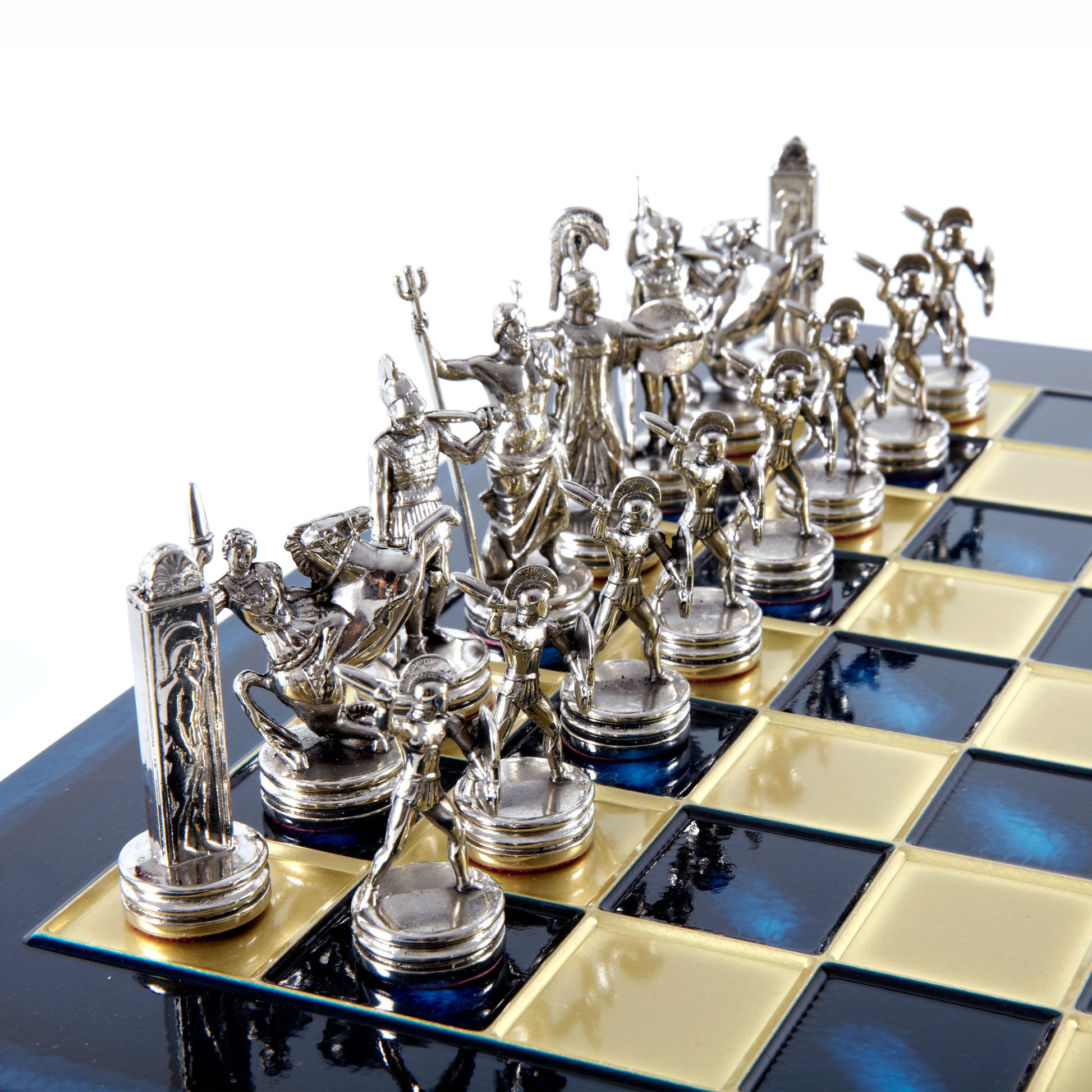 Manopoulos Cycladic Art Chess Set - Bronze Material - Blue Oxidized Chess Board Manopoulos Cycladic Art Chess Set - Bronze Material - Blue Oxidized Chess Board