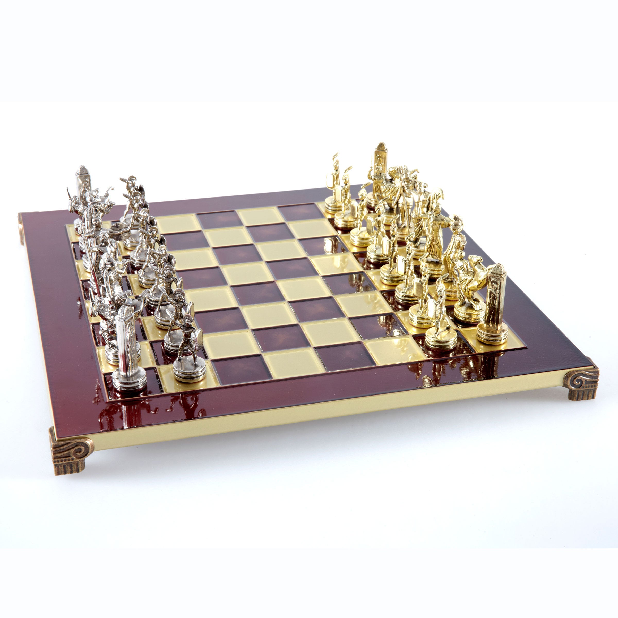 Set Scacchi Manopoulos Mitologia Greca – Pezzi Blu E Rame – Senza Scacchiera – Fatto In Grecia