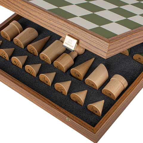 BAUHAUS STYLE Green & White Chess set 40x40cm (Medium) with chessmen 8.5cm King